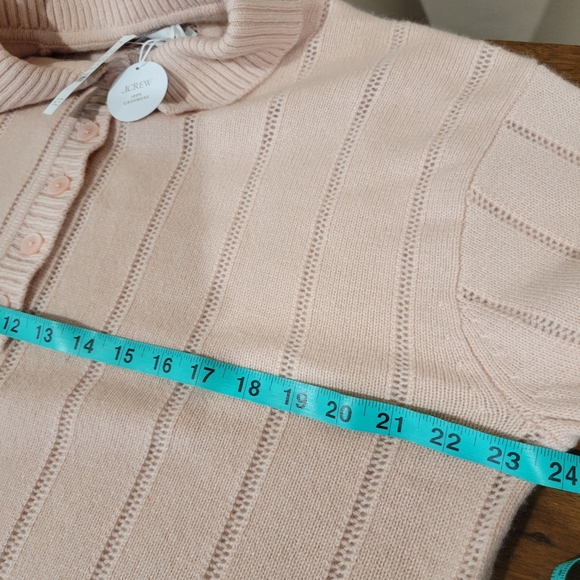 New J Crew Cashmere pointelle sweater-polo CK760 $288 Retail Size M - Picture 7 of 7